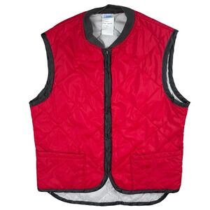 Vintage Sears Work Leisure Quilted Work Vest Red Insulated USA Mens M